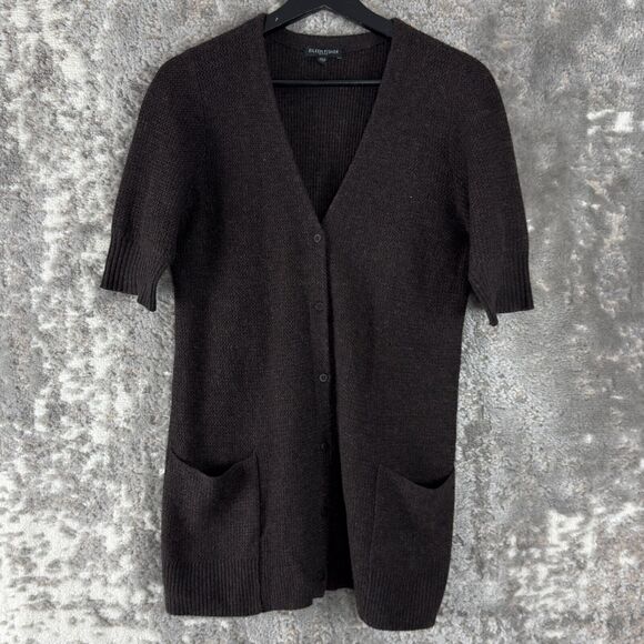 Eileen Fisher Petite Sz S Cardigan Sweater Wool/Angora/Cashmere Blend Lagenlook - Picture 1 of 8